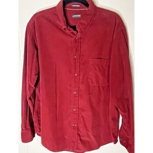 St. John's‎ Bay Men's Maroon 21 Wale Corduroy Long Sleeve Button Down Shirt Sz L